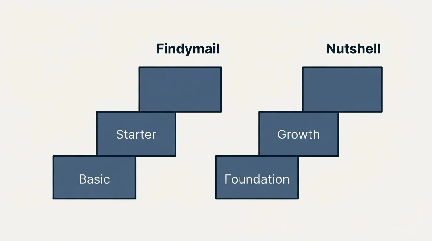 Pricing ladder: Pricing Comparison (Findymail, Nutshell, Basic, Foundation)