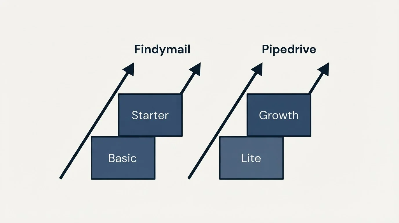 Pricing ladder: Pricing Comparison (Findymail, Pipedrive, Basic, Lite)
