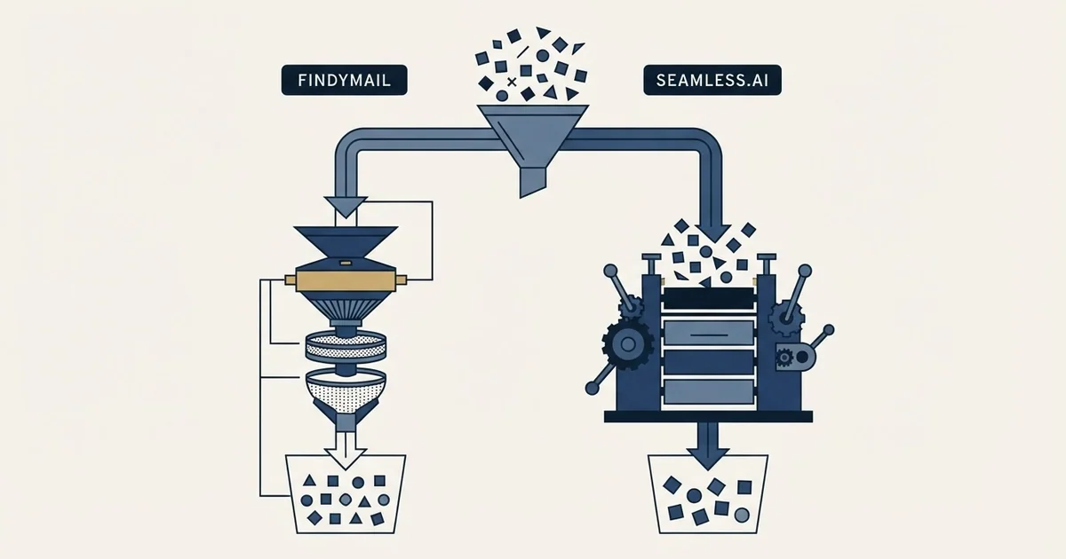 Editorial illustration for Findymail vs Seamless.AI