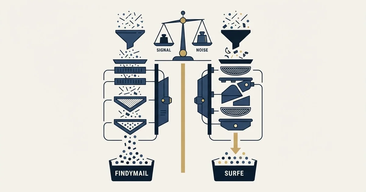 Editorial illustration for Findymail vs Surfe