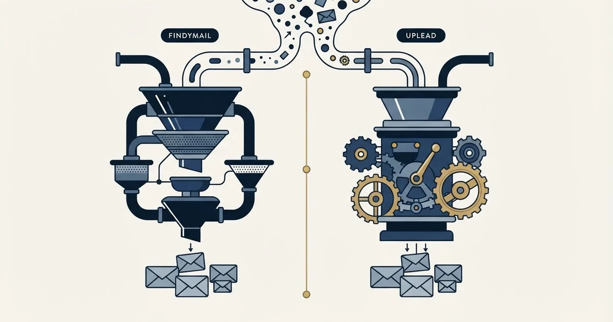 Editorial illustration for Findymail vs UpLead