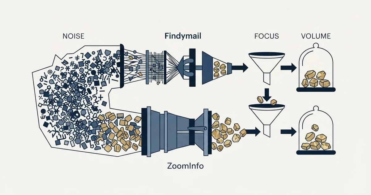 Editorial illustration for Findymail vs ZoomInfo