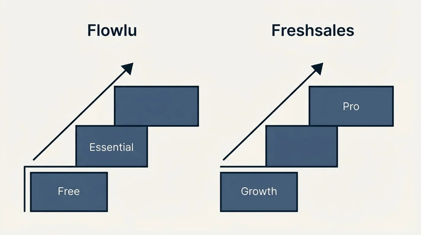 Pricing ladder: Pricing Comparison (Flowlu, Freshsales, Free, Growth)