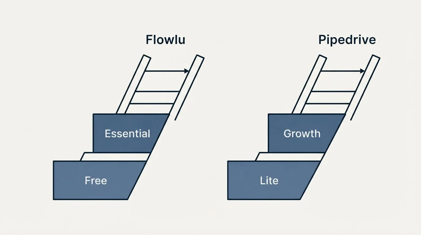 Pricing ladder: Pricing Comparison (Flowlu, Pipedrive, Free, Lite)