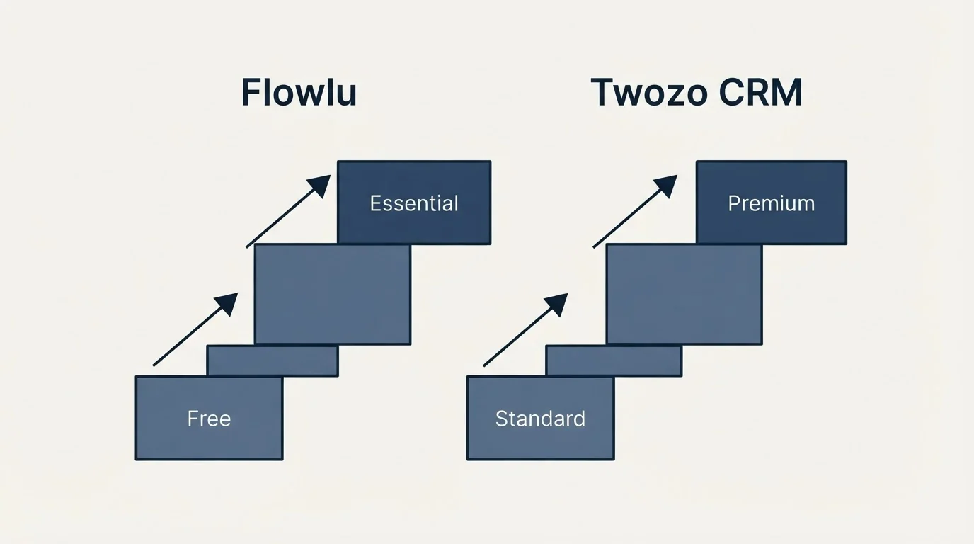 Pricing ladder: Pricing Comparison (Flowlu, Twozo CRM, Free, Standard)