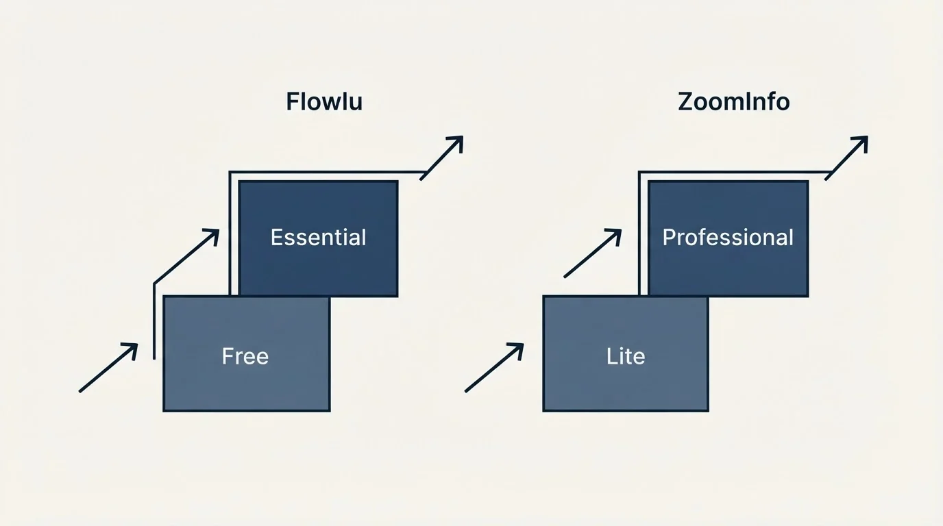 Pricing ladder: Pricing Comparison (Flowlu, ZoomInfo, Free, Lite)