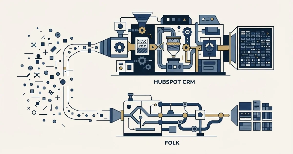 Editorial illustration for folk vs HubSpot CRM