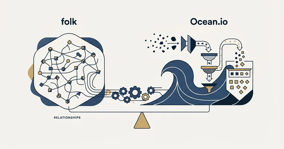 Editorial illustration for folk vs Ocean.io