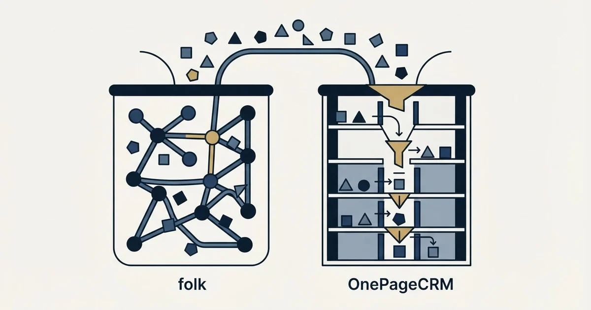 Editorial illustration for folk vs OnePageCRM