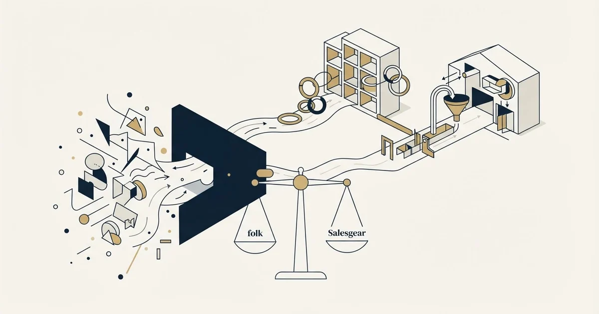 Editorial illustration for folk vs Salesgear