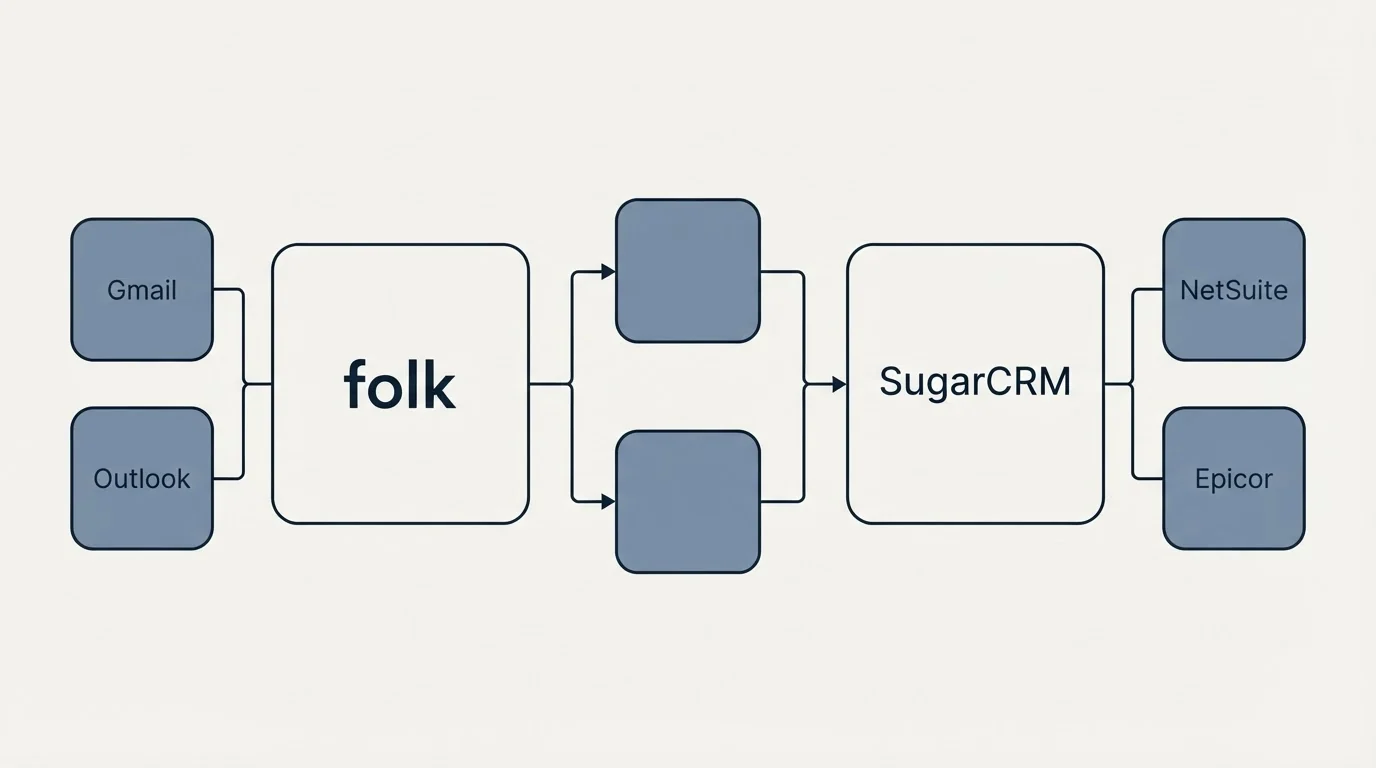 Integration flow: Integration Ecosystem (folk, SugarCRM, Gmail, NetSuite)