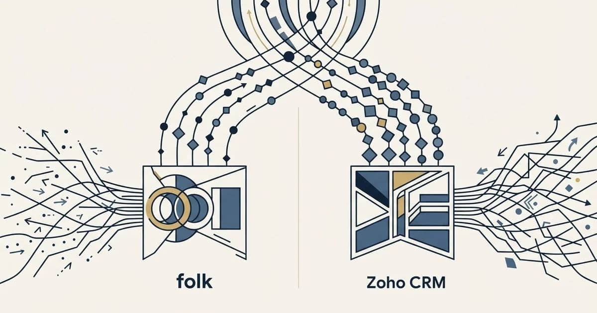 Editorial illustration for folk vs Zoho CRM