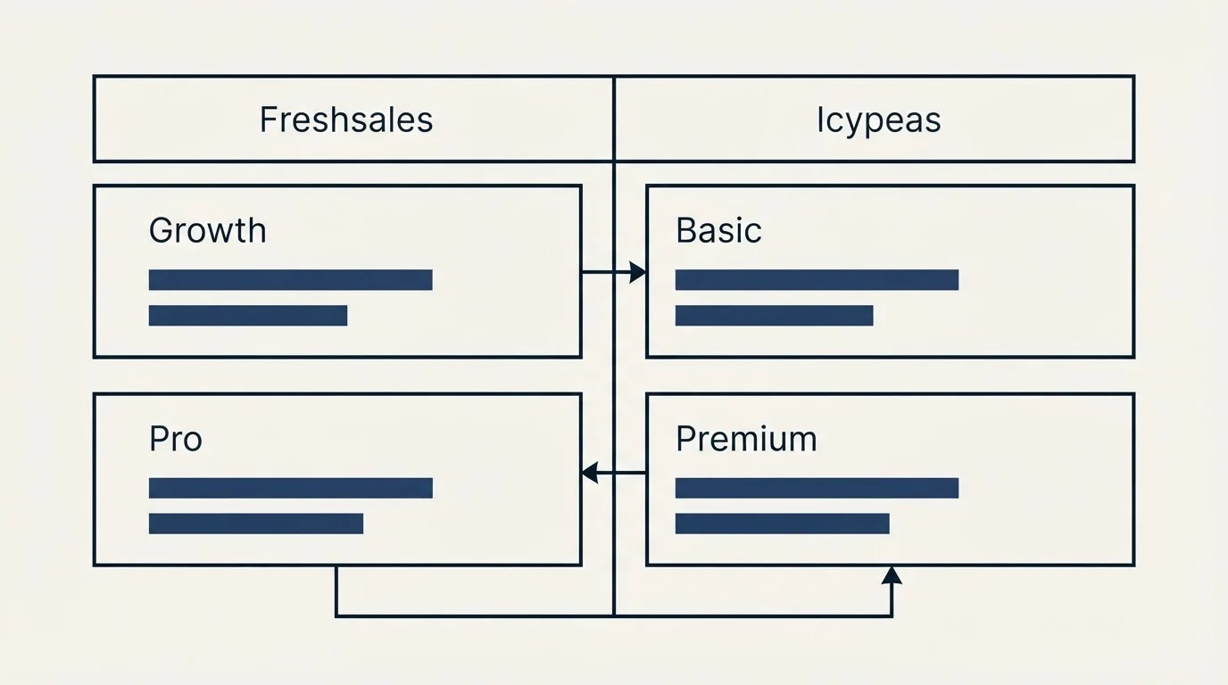 Pricing table: Pricing Comparison (Freshsales, Icypeas, Growth, Basic)