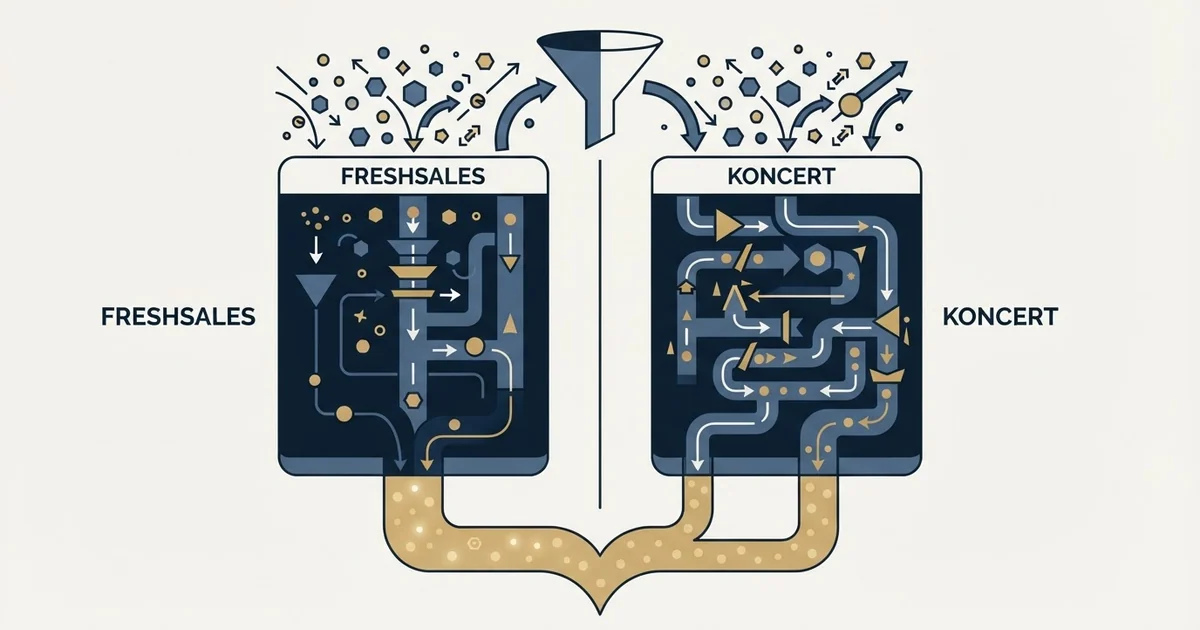 Editorial illustration for Freshsales vs Koncert
