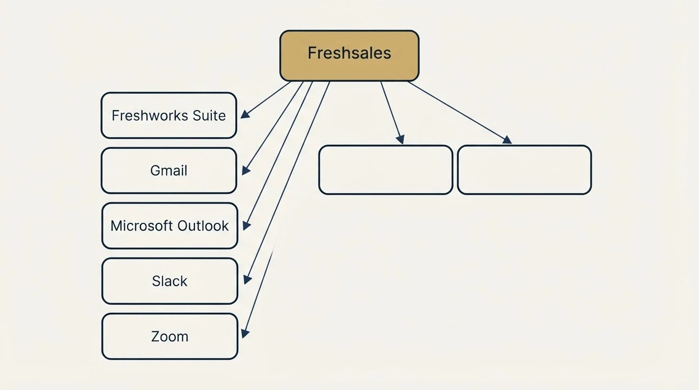 Integration grid: Integration Ecosystem (Freshsales, Freshworks Suite, Gmail, Microsoft Outlook)