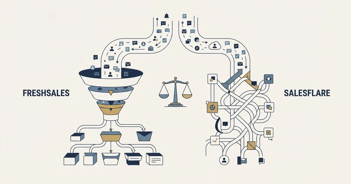 Editorial illustration for Freshsales vs Salesflare