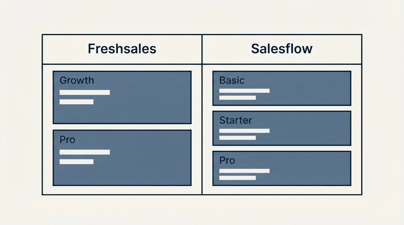 Pricing table: Pricing Comparison (Freshsales, Salesflow, Growth, Basic)