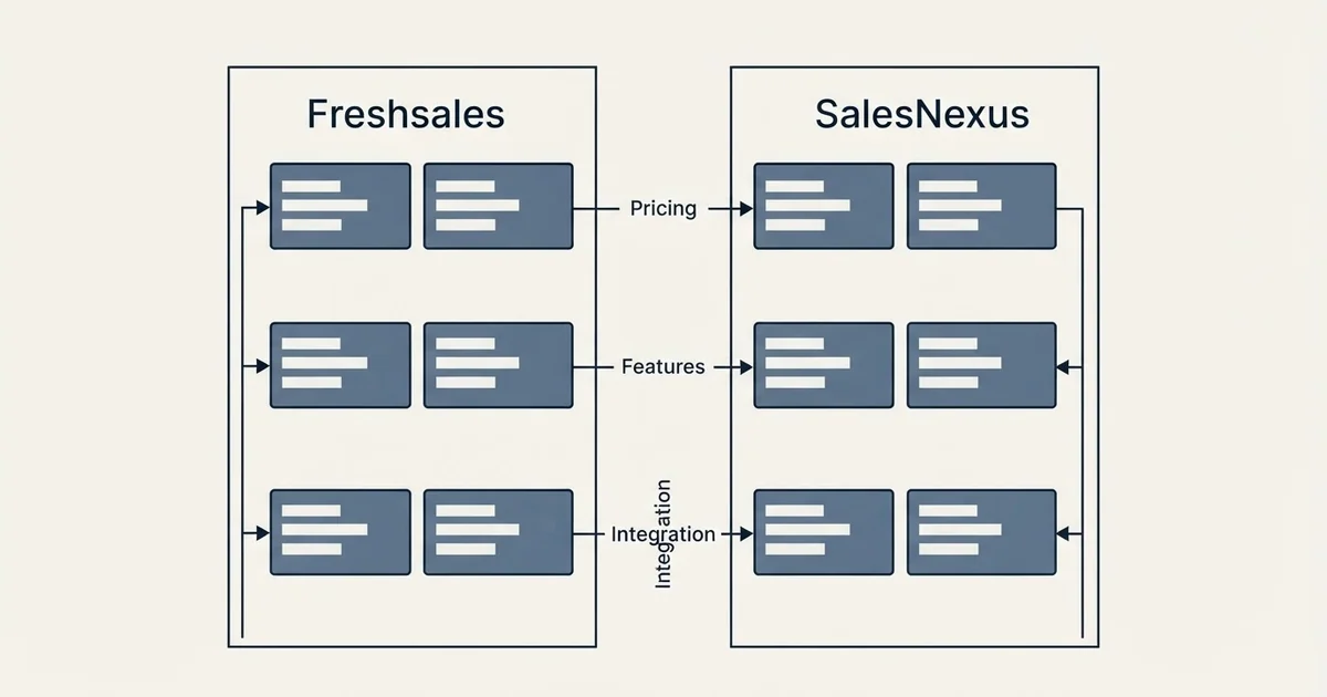 Comparison panel: Freshsales vs SalesNexus (Pricing, Features, Integration)