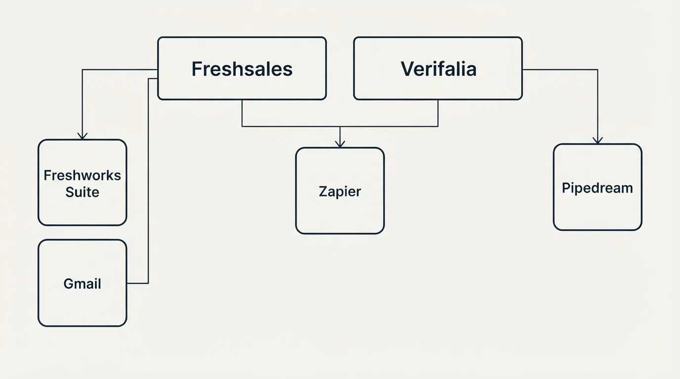 Integration grid: Integration Ecosystem (Freshsales, Verifalia, Zapier, Freshworks Suite)