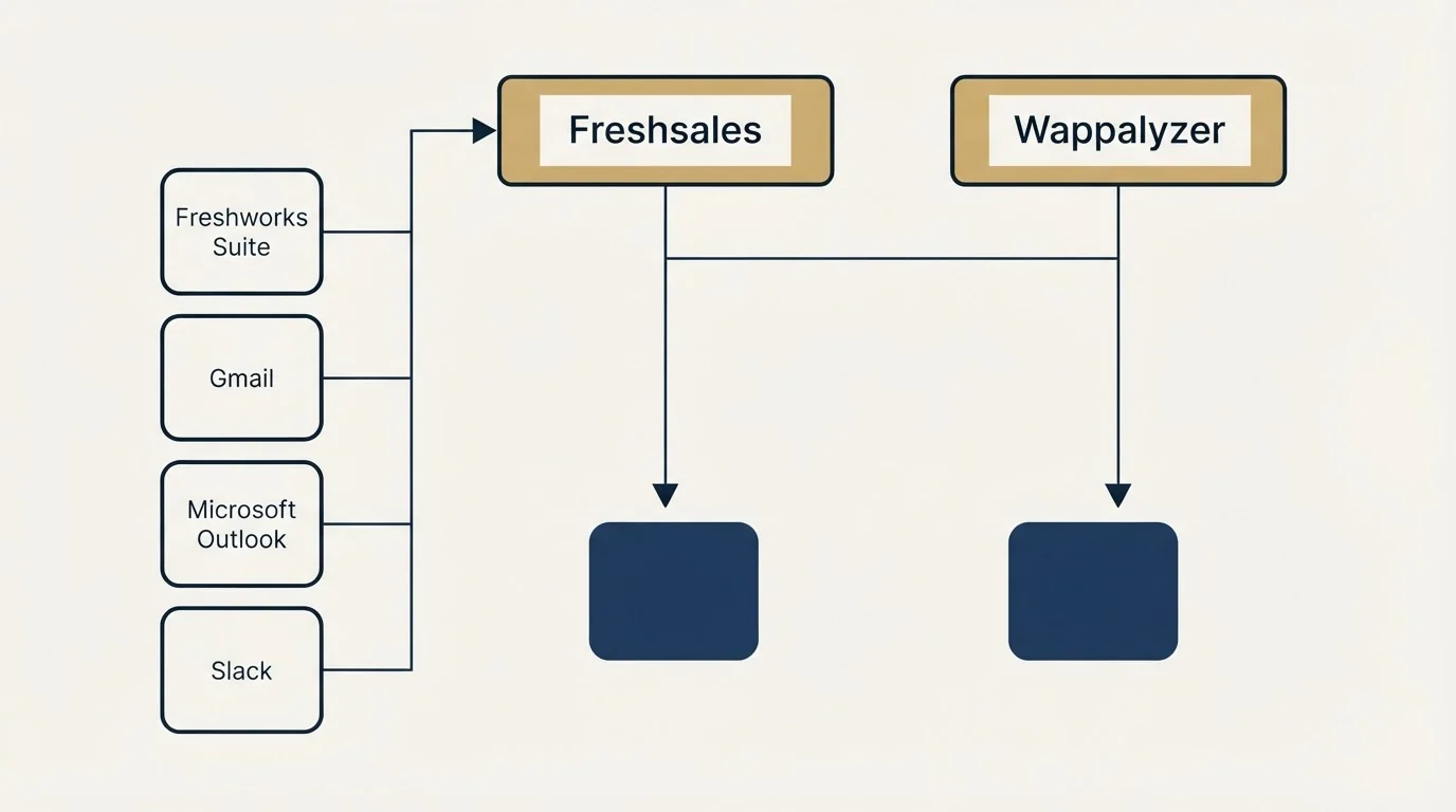 Integration grid: Integration Ecosystem (Freshsales, Wappalyzer, Freshworks Suite, Gmail)