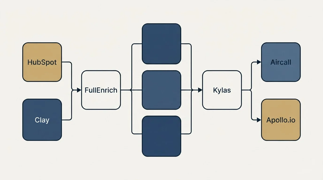 Integration flow: Integration Ecosystem (FullEnrich, Kylas, HubSpot, Aircall)