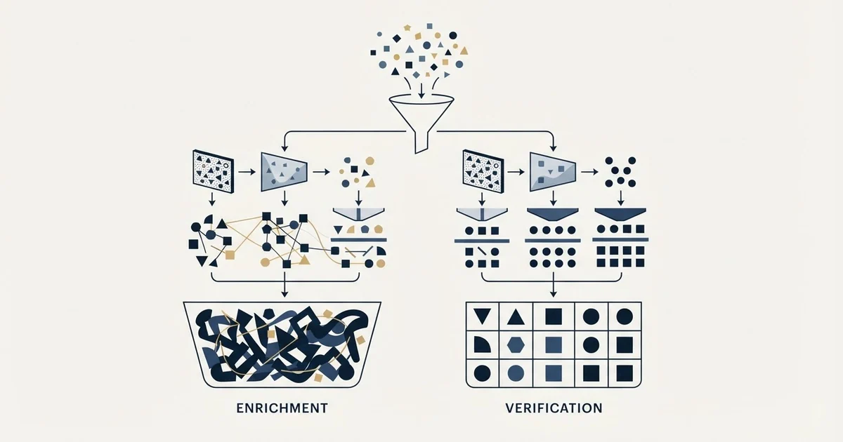 Editorial illustration for FullEnrich vs MailerCheck