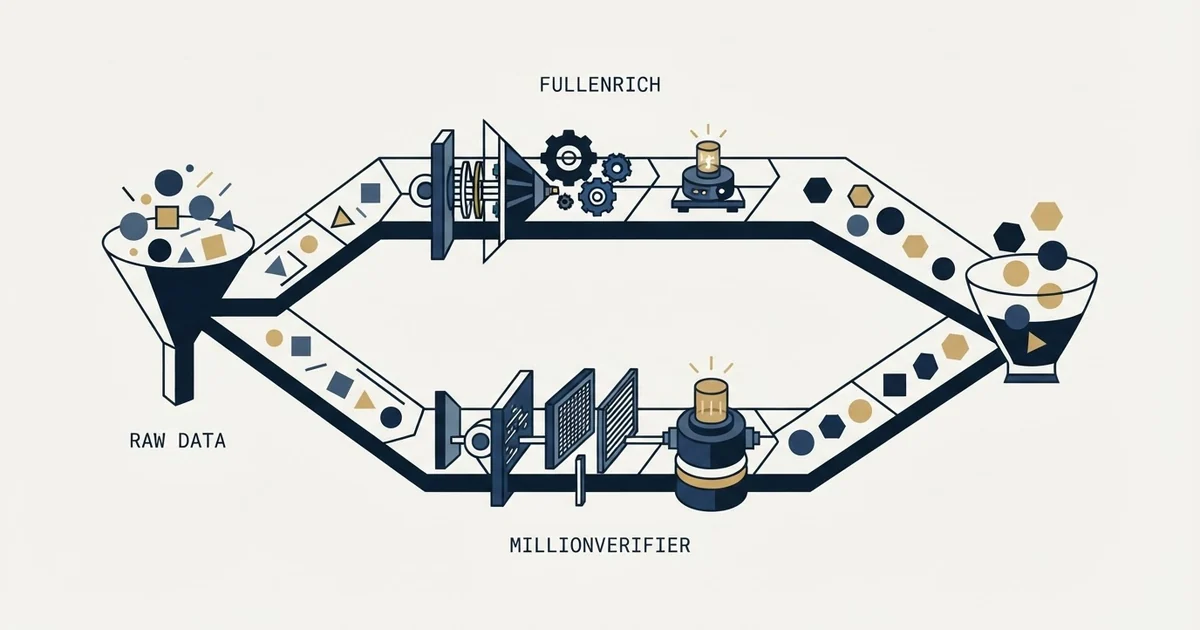 Editorial illustration for FullEnrich vs MillionVerifier