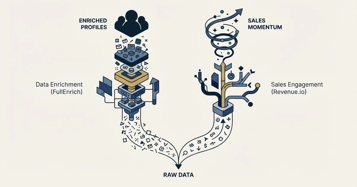 Editorial illustration for FullEnrich vs Revenue.io