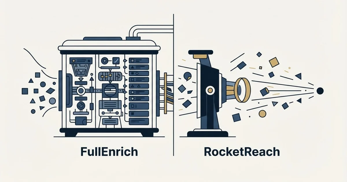 Editorial illustration for FullEnrich vs RocketReach