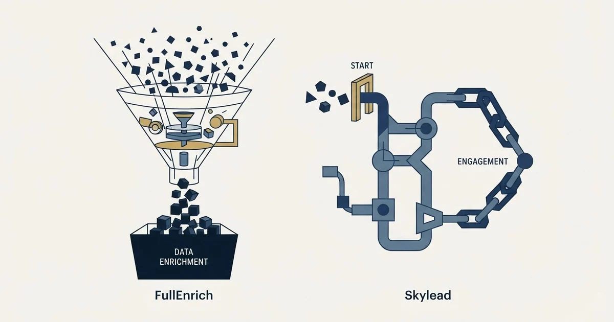Editorial illustration for FullEnrich vs Skylead