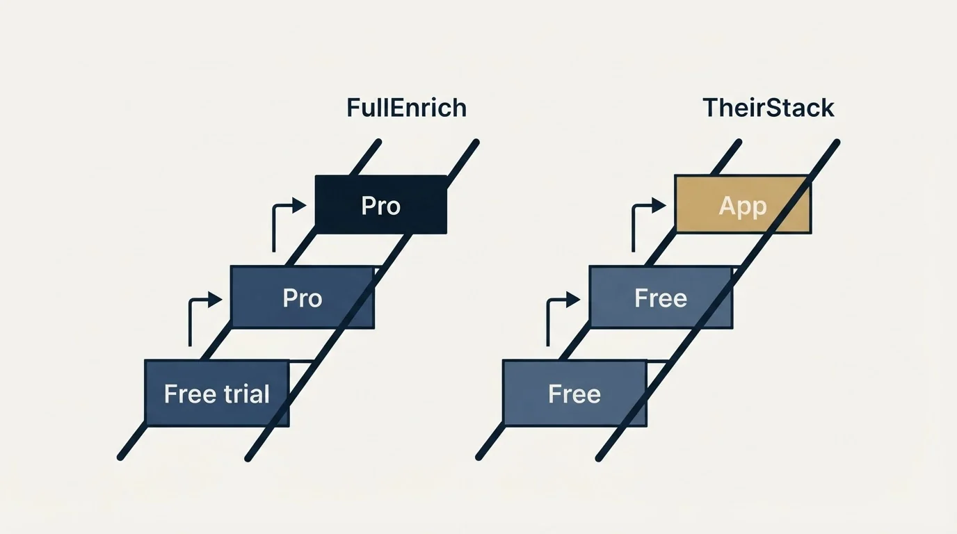 Pricing ladder: Pricing Comparison (FullEnrich, TheirStack, Free trial, Free)