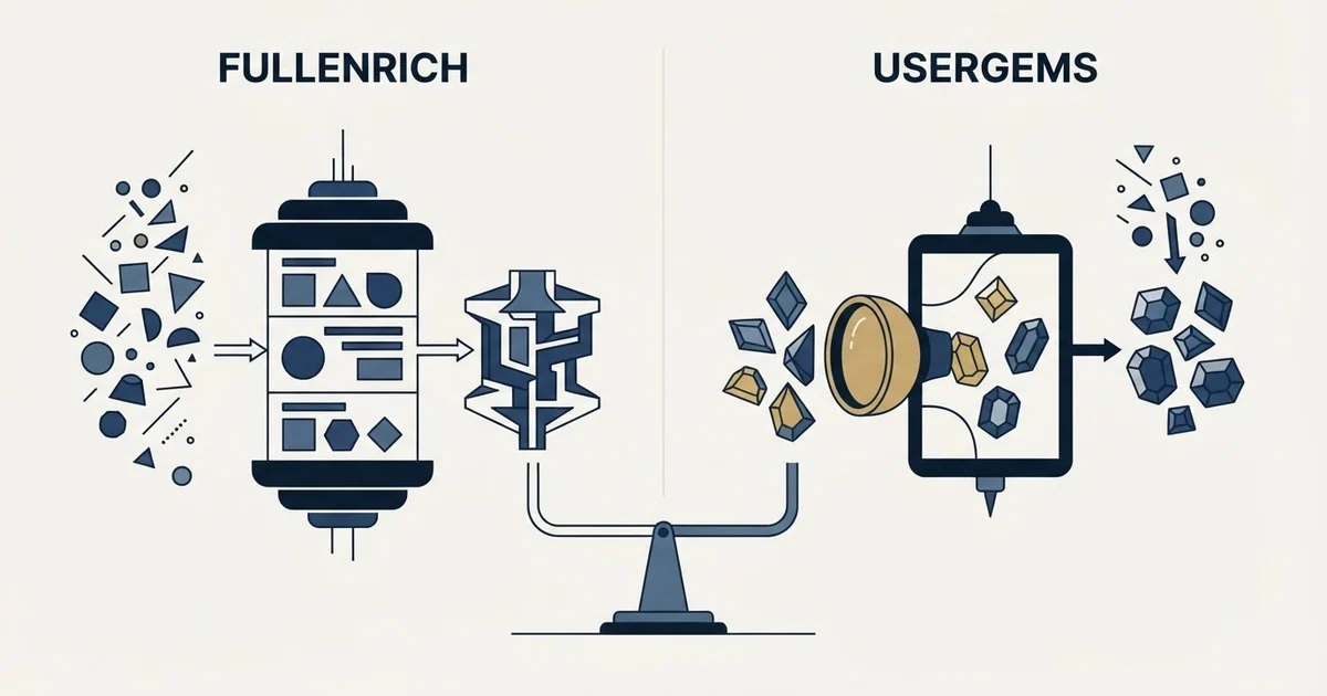 Editorial illustration for FullEnrich vs UserGems