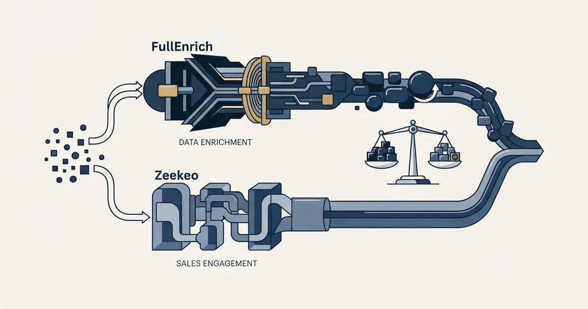Editorial illustration for FullEnrich vs Zeekeo