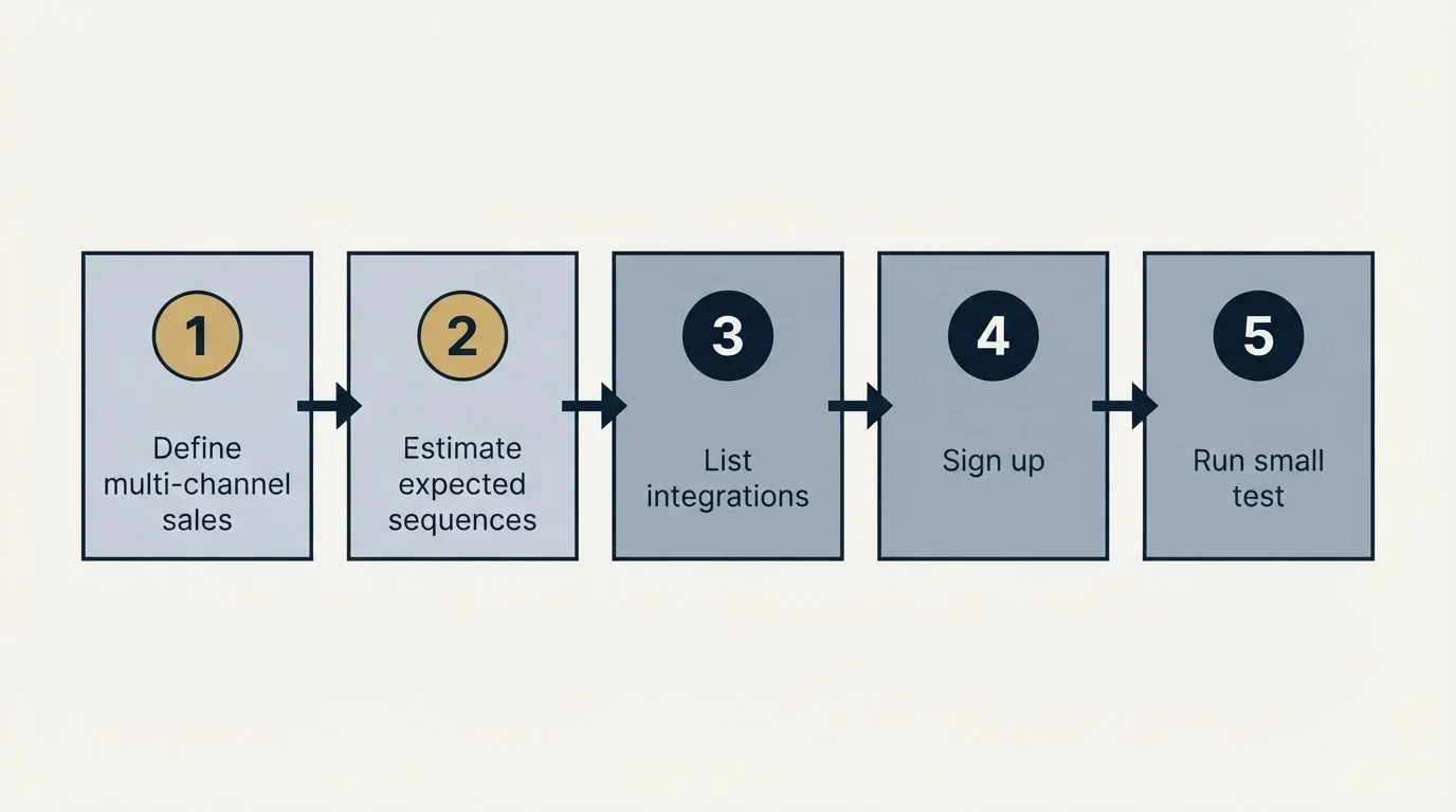 Step sequence: Getting Started Checklist (Define multi-channel sales, Estimate expected sequences, List integrations, Sign up)