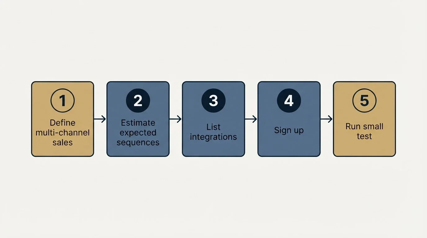 Step sequence: Getting Started Checklist (Define multi-channel sales, Estimate expected sequences, List integrations, Sign up)