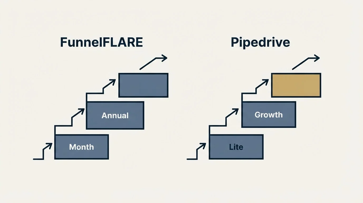 Pricing ladder: Pricing Comparison (FunnelFLARE, Pipedrive, Month, Lite)
