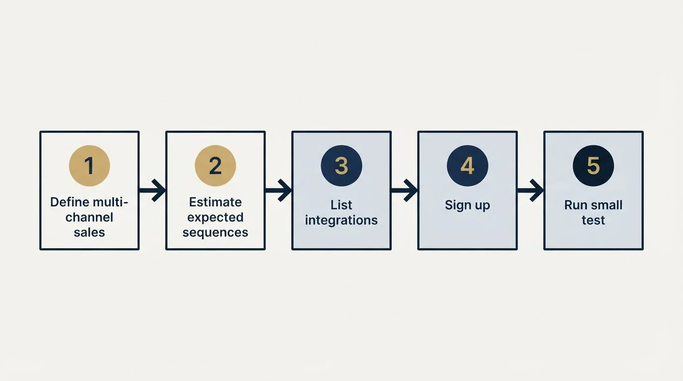 Step sequence: Getting Started Checklist (Define multi-channel sales, Estimate expected sequences, List integrations, Sign up)