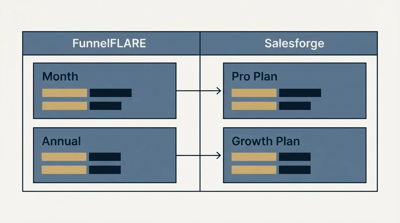 Pricing table: Pricing Comparison (FunnelFLARE, Salesforge, Month, Pro Plan)