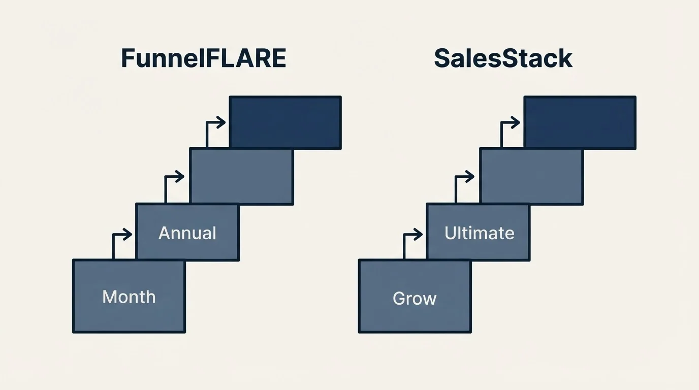 Pricing ladder: Pricing Comparison (FunnelFLARE, SalesStack, Month, Grow)