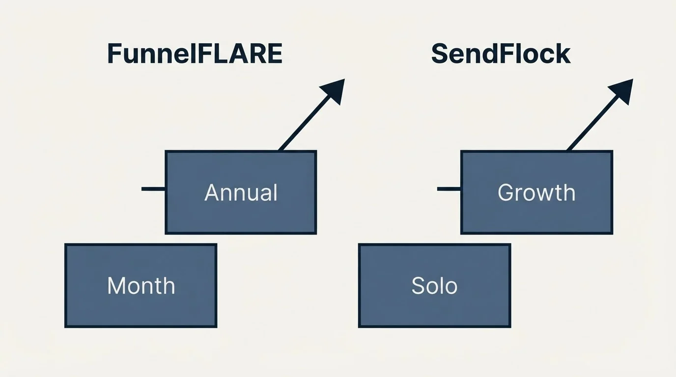 Pricing ladder: Pricing Comparison (FunnelFLARE, SendFlock, Month, Solo)