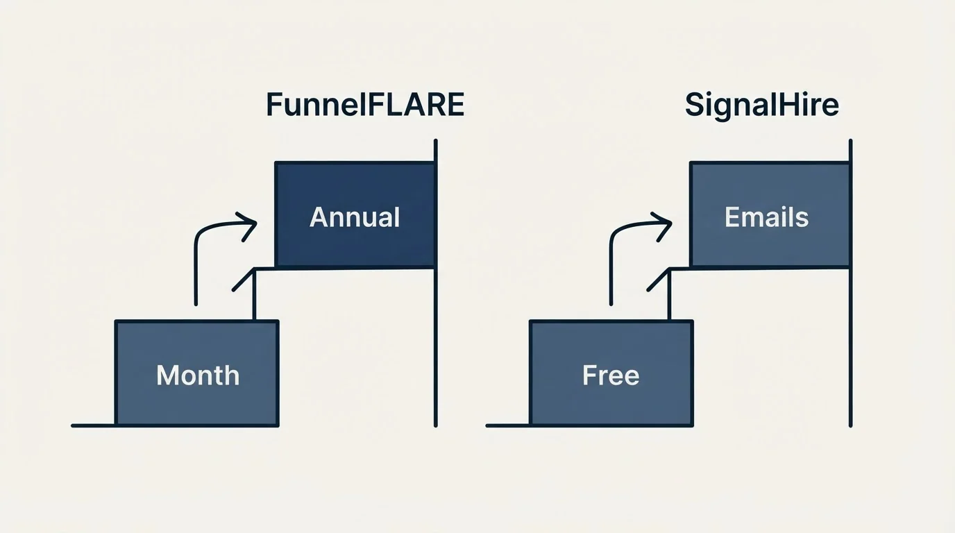 Pricing ladder: Pricing Comparison (FunnelFLARE, SignalHire, Month, Free)
