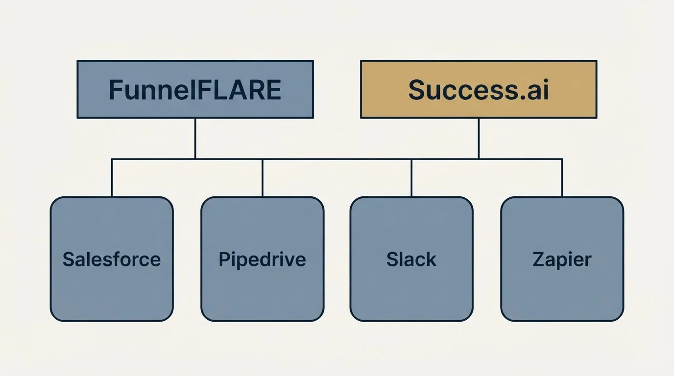 Integration grid: Integration Ecosystem (FunnelFLARE, Success.ai, Salesforce, Pipedrive)