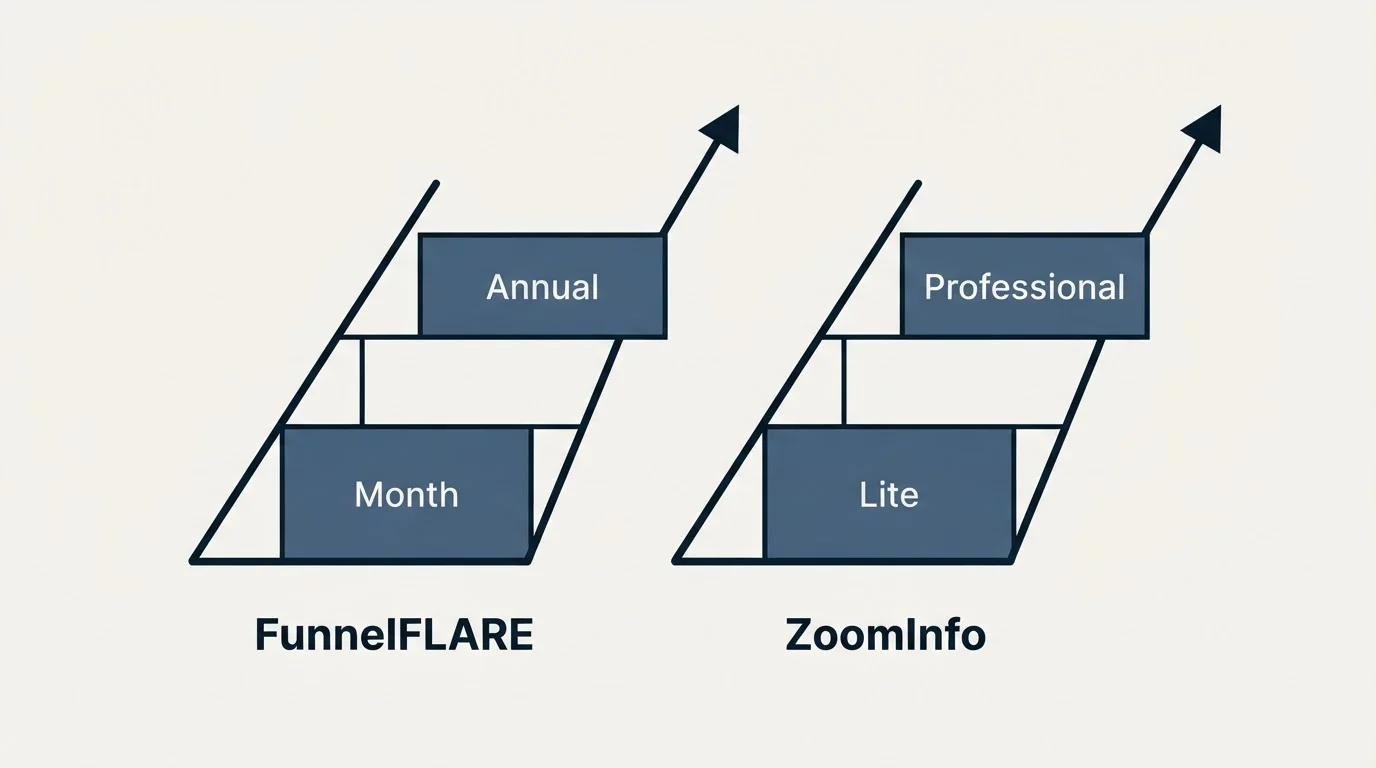 Pricing ladder: Pricing Comparison (FunnelFLARE, ZoomInfo, Month, Lite)