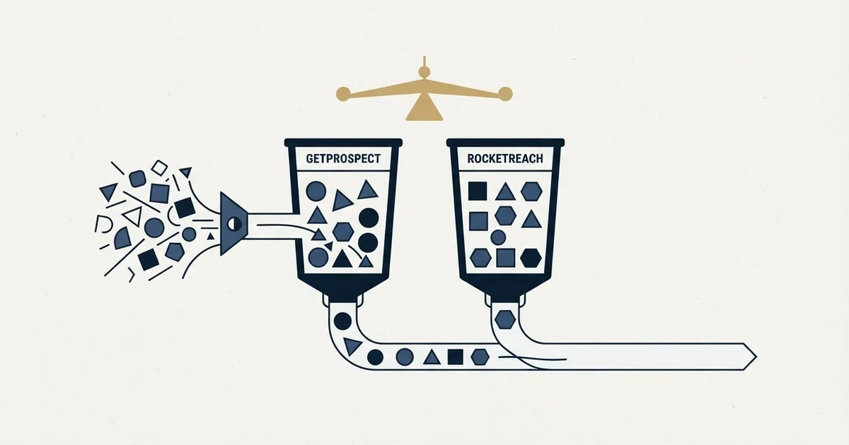 Editorial illustration for GetProspect vs RocketReach