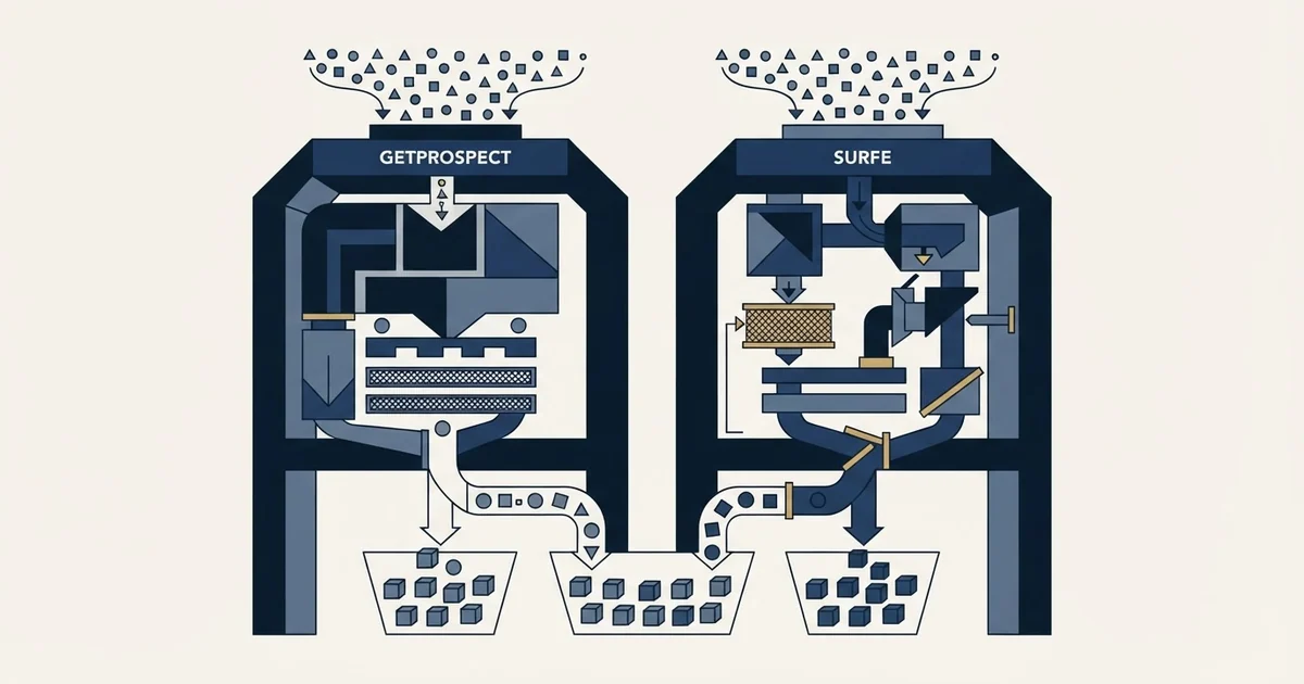 Editorial illustration for GetProspect vs Surfe