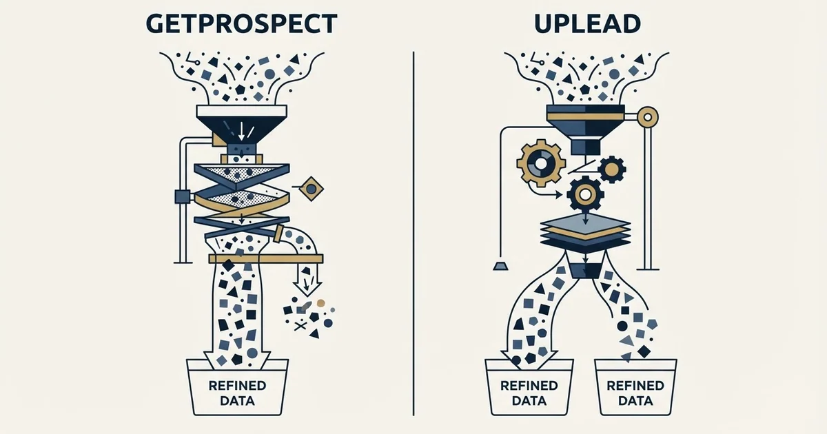 Editorial illustration for GetProspect vs UpLead