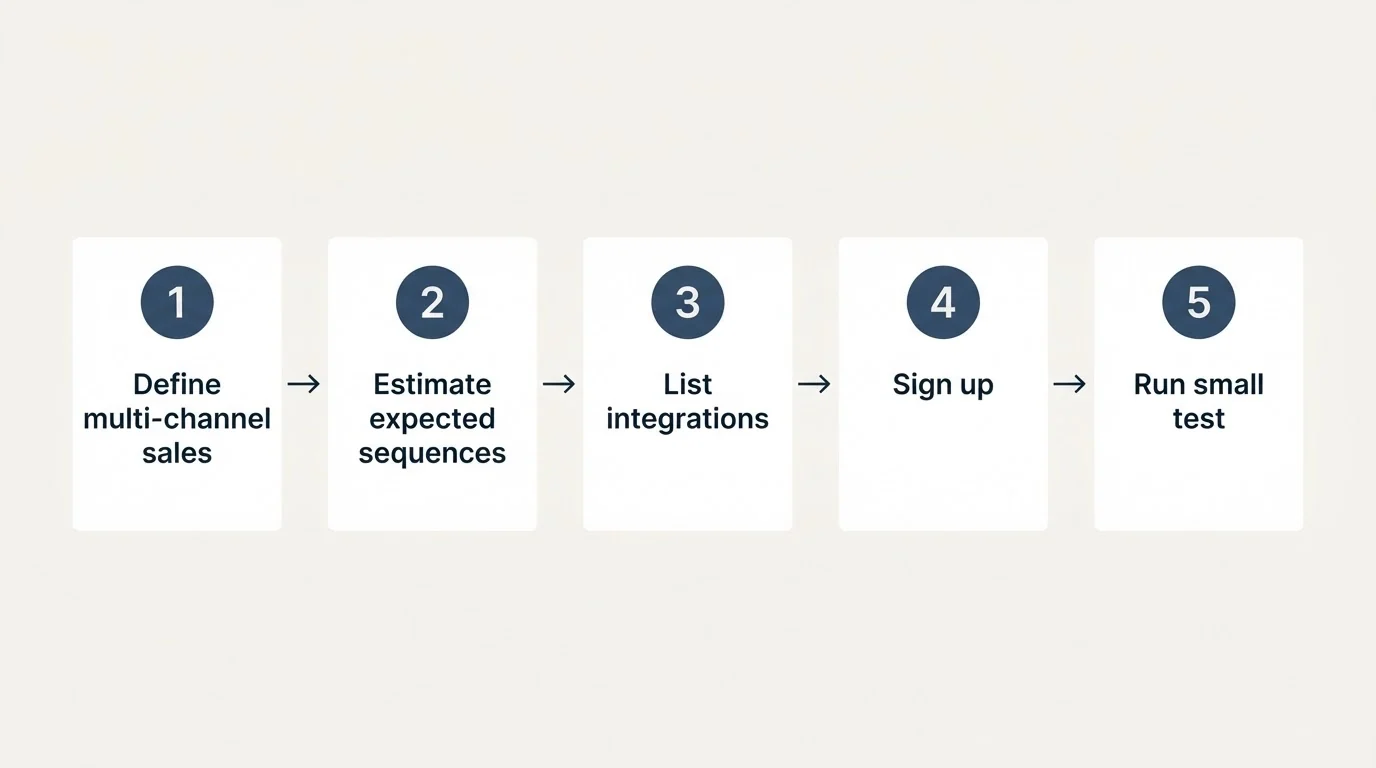 Step sequence: Getting Started Checklist (Define multi-channel sales, Estimate expected sequences, List integrations, Sign up)