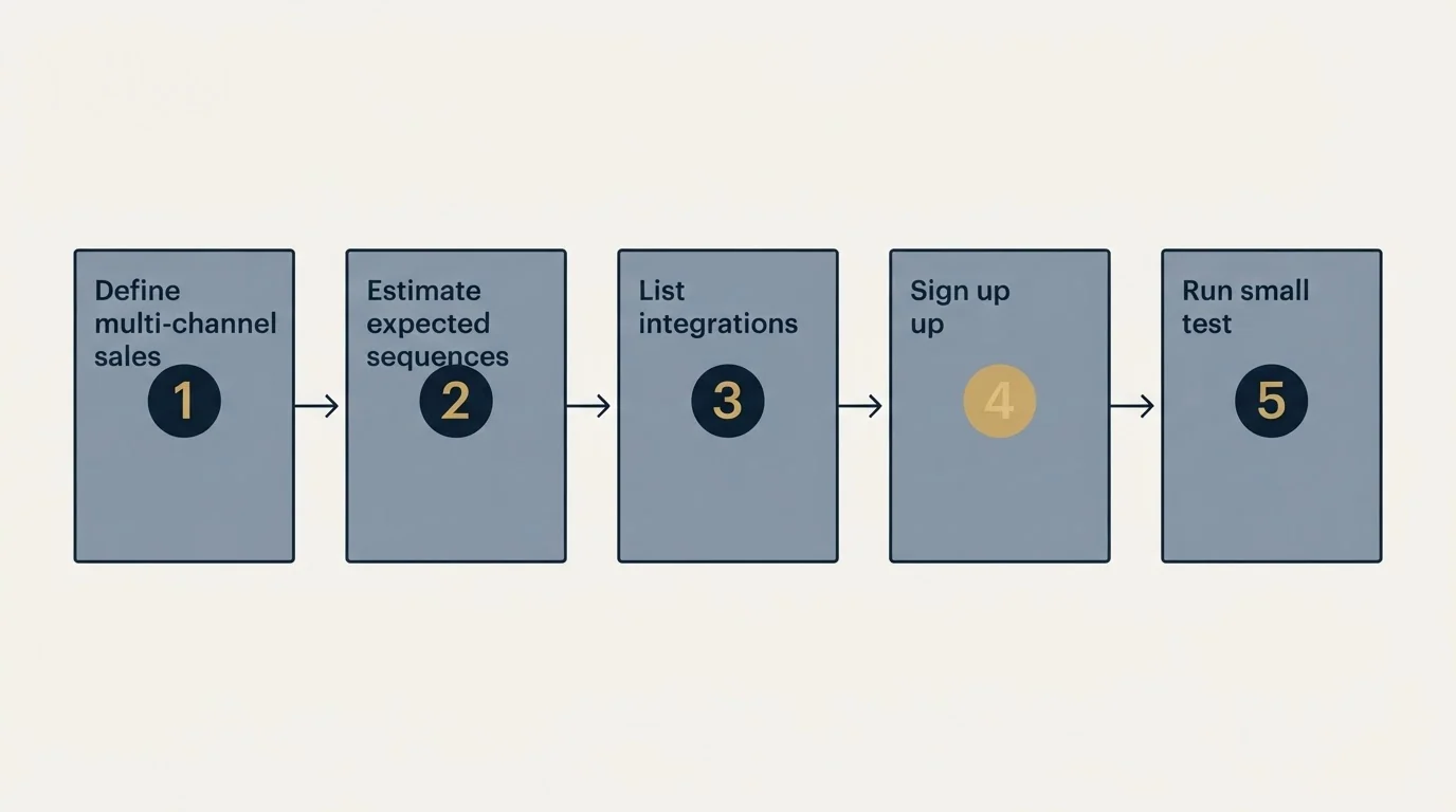 Step sequence: Getting Started Checklist (Define multi-channel sales, Estimate expected sequences, List integrations, Sign up)