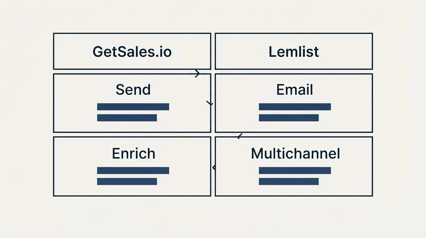 Pricing table: Pricing Comparison (GetSales.io, Lemlist, Send, Email)