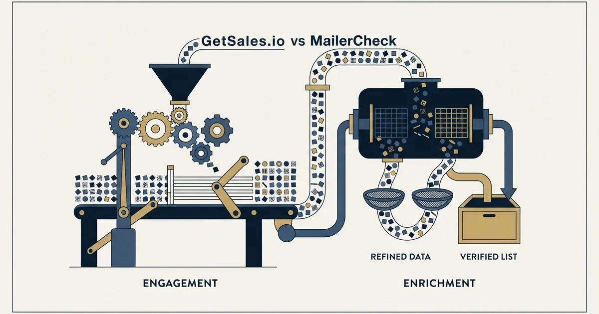Editorial illustration for GetSales.io vs MailerCheck